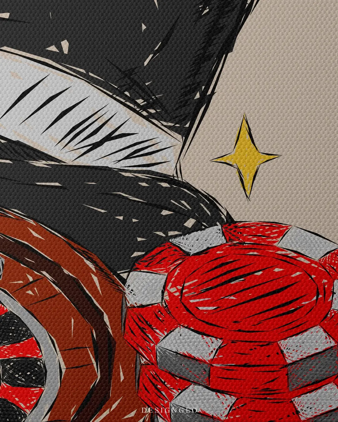Artistic canvas illustration of iconic casino symbols, representing the elegance of Monte Carlo, strategic risk-taking, and a high-end lifestyle mindset