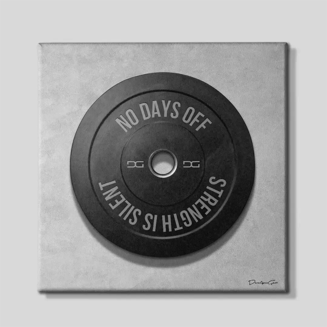 Front view of the "Gym Discipline" motivational square canvas wall art, a premium decorative piece for home gyms, fitness studios, or professional crossfit boxes