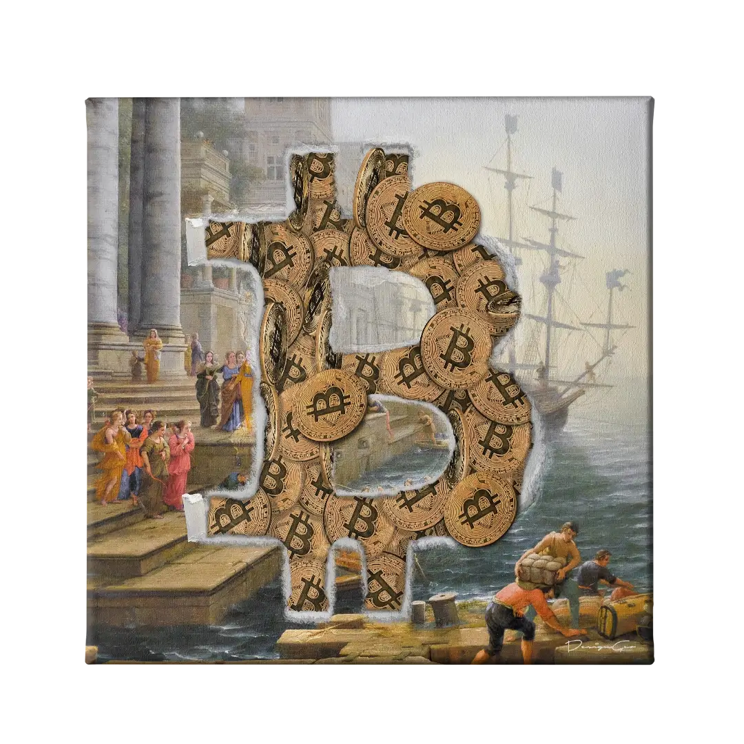 Old Bitcoins Canvas Wall Art
