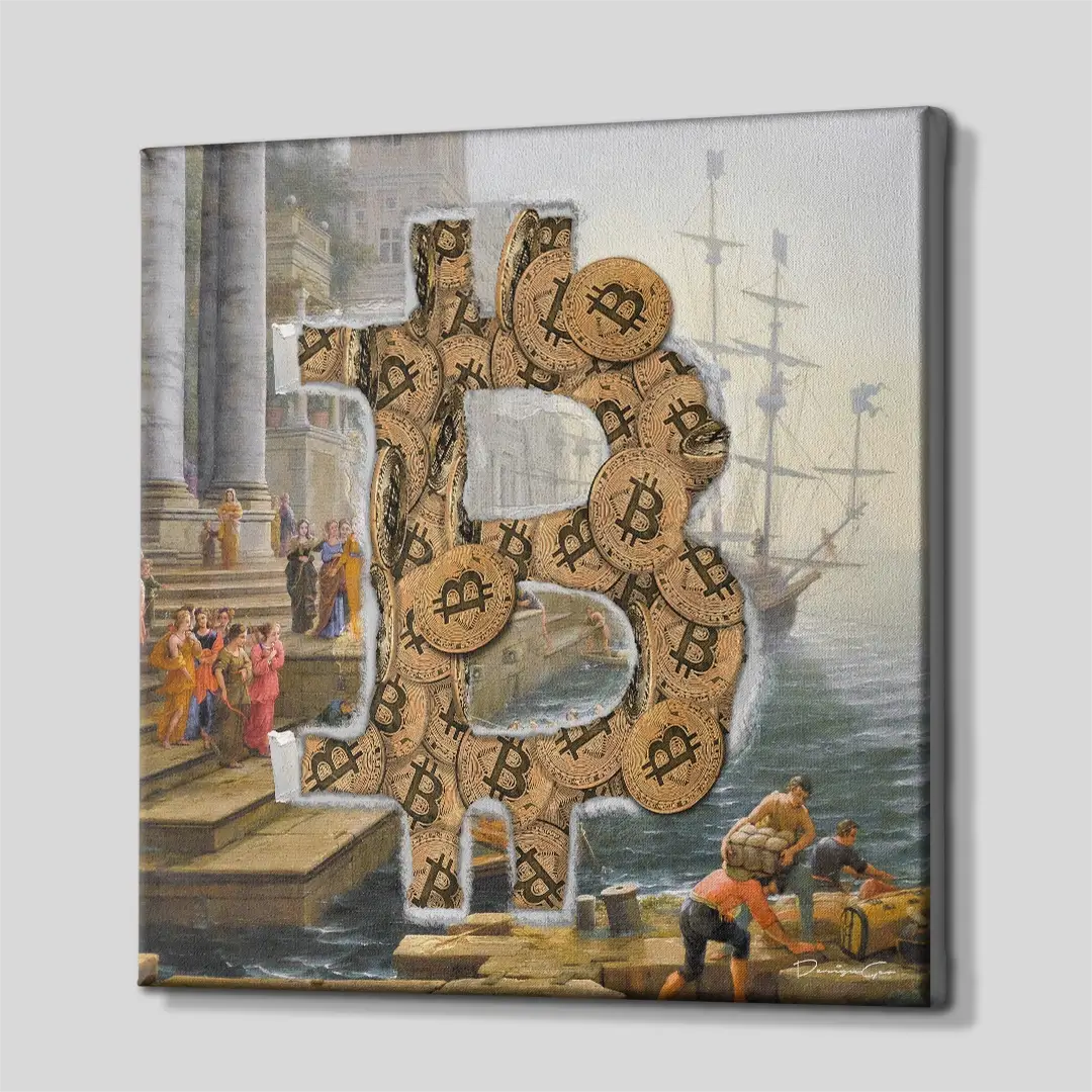 Old Bitcoins Canvas Wall Art
