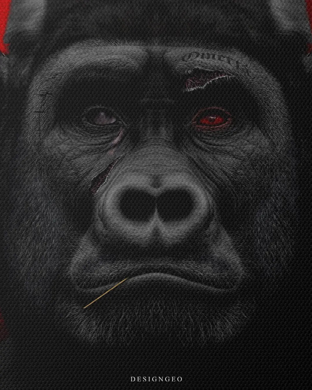 Artistic canvas illustration of a gorilla mob boss, symbolizing power, authority, and the code of silence in a bold contemporary pop art style
