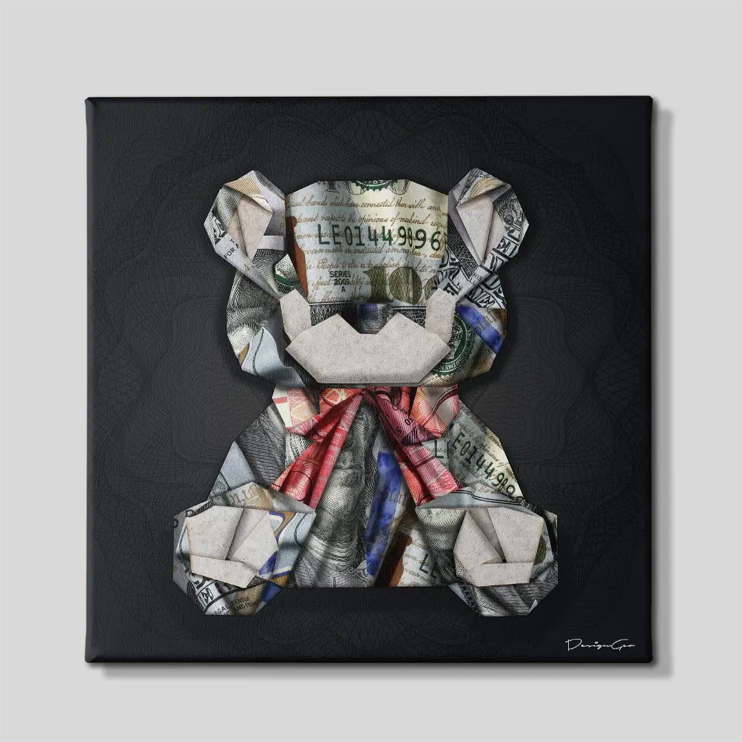 Origami Teddy Bear Canvas Wall Art