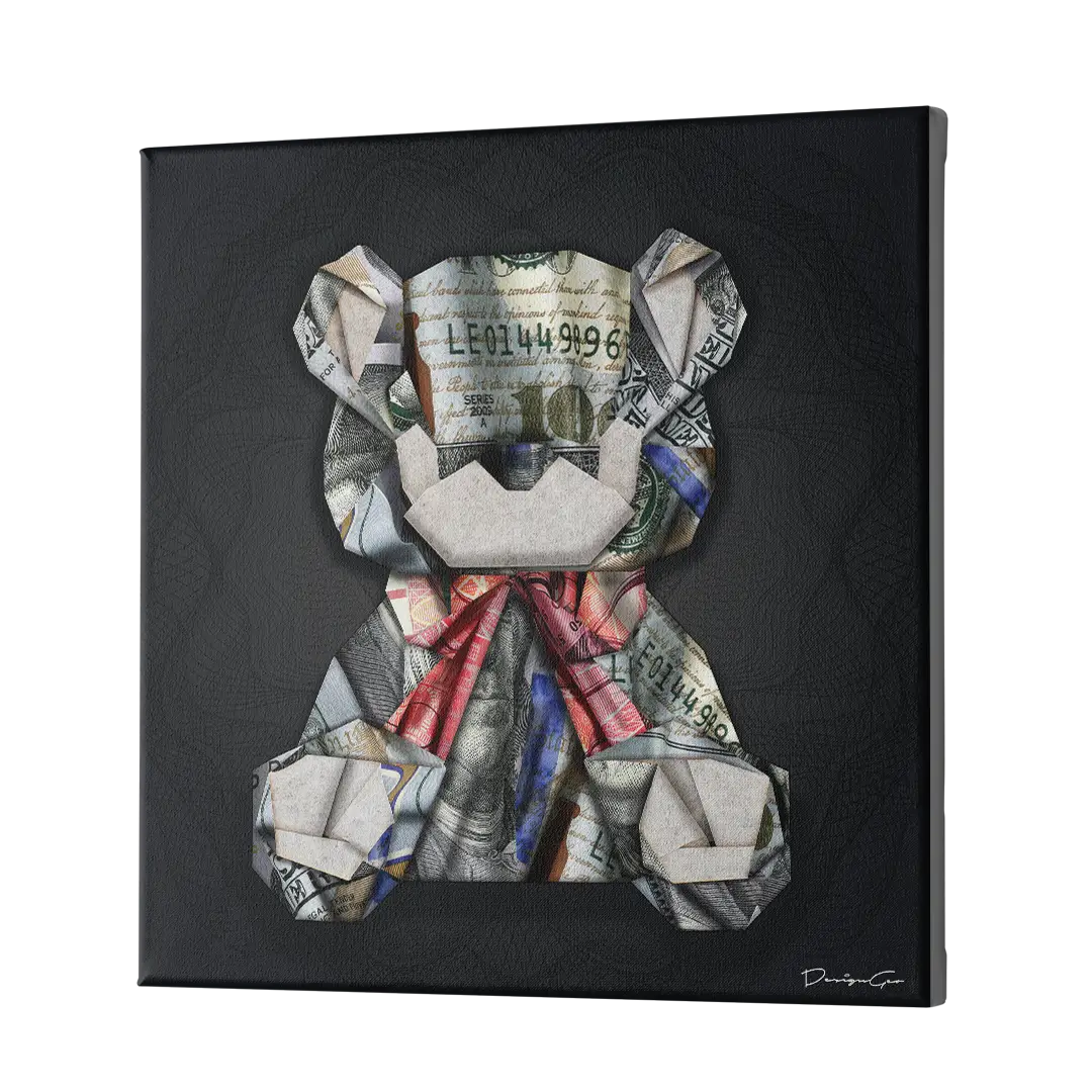 Origami Teddy Bear Canvas Wall Art