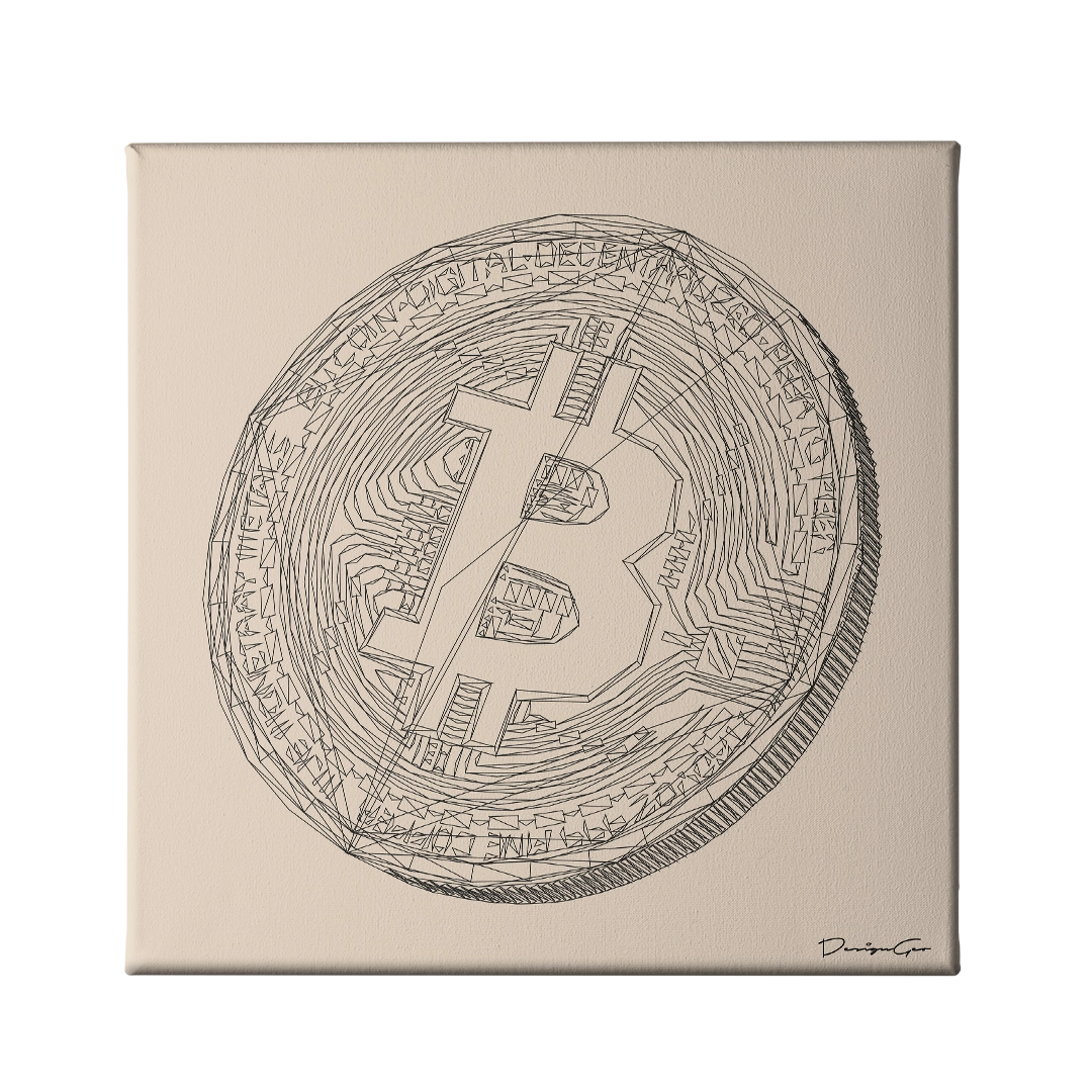 Bitcoin Outline Art Square Canvas Print by DesignGeo