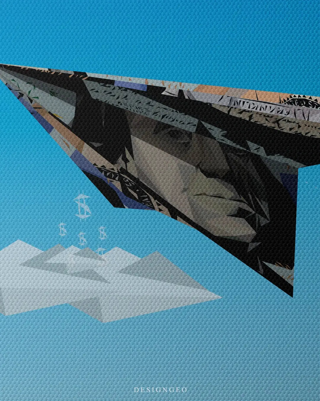 Artistic canvas illustration showing a fleet of money paper planes soaring upwards, symbolizing global ambition, financial growth, and the pursuit of success