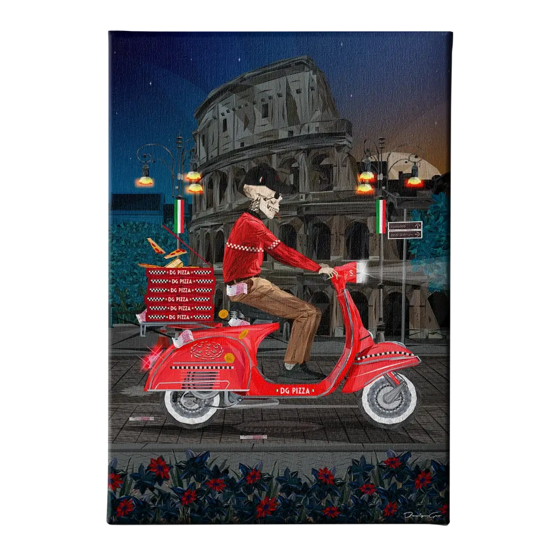 Pizza Delivery Guy Canvas Wall Art