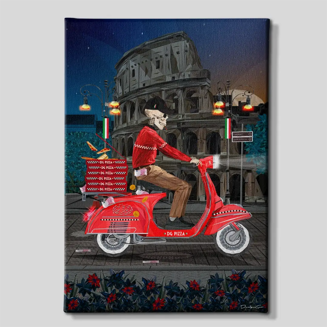 Pizza Delivery Guy Canvas Wall Art