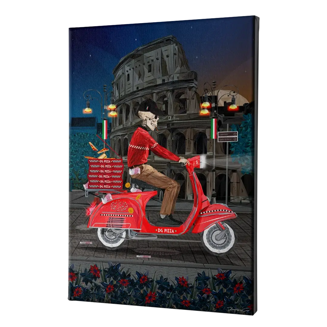 Pizza Delivery Guy Canvas Wall Art