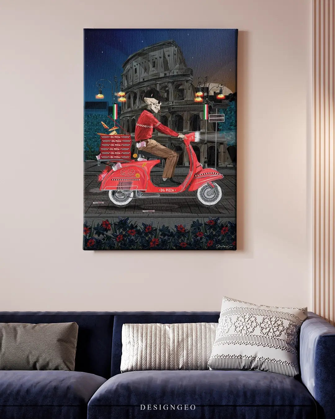 Pizza Delivery Guy Canvas Wall Art