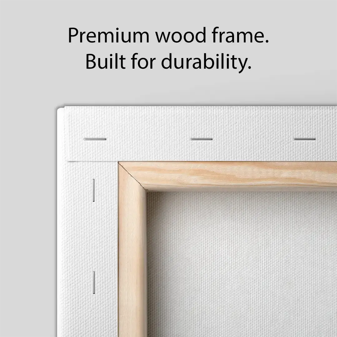 premium wood frame construction stretched canvas wall art ready to hang wooden frame detail