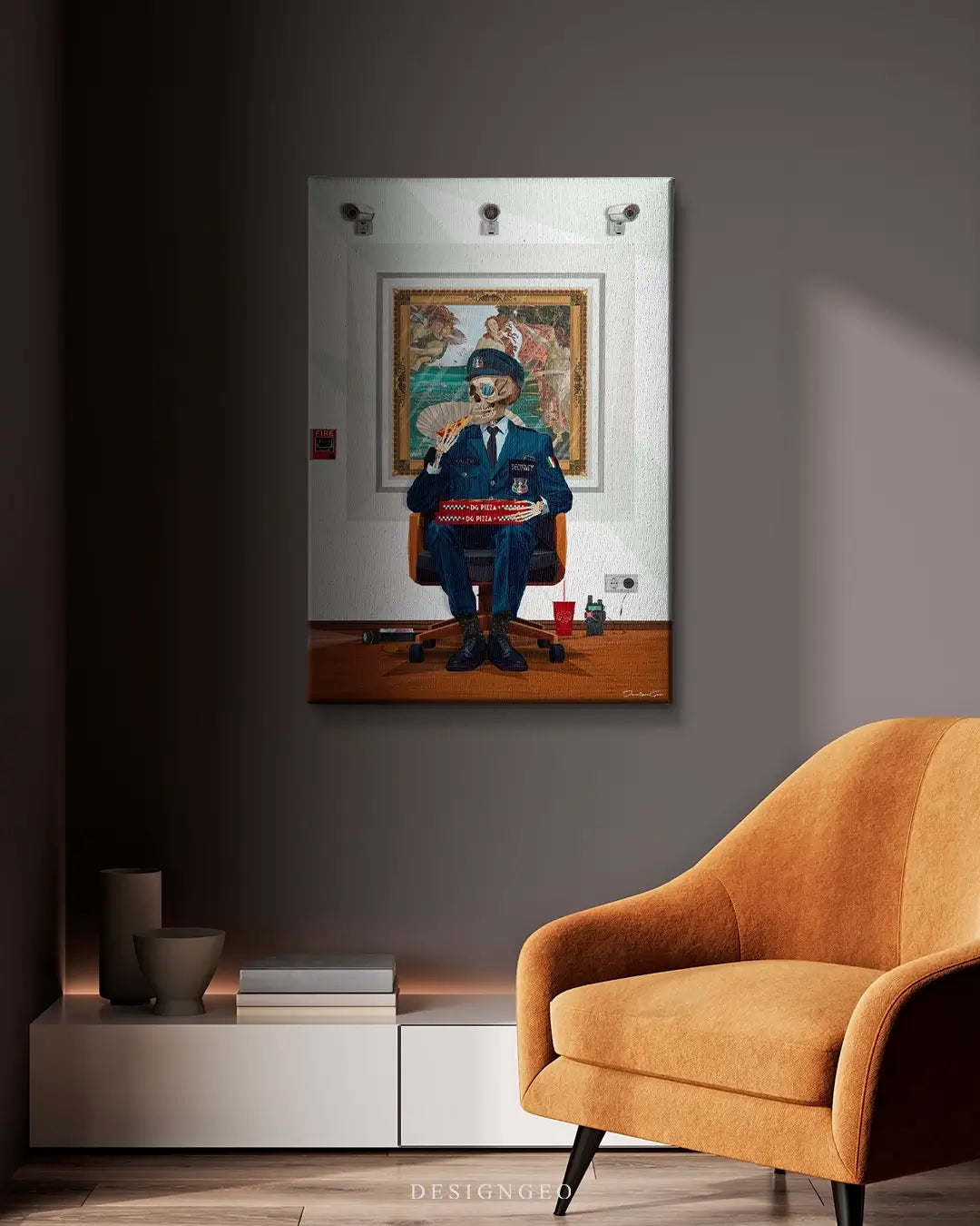 Private Security Slice of Pizza Canvas Wall Art