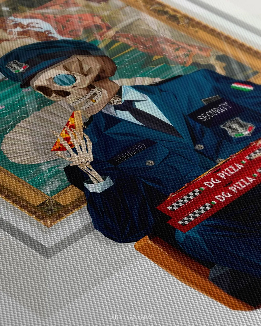 Private Security Slice of Pizza Canvas Wall Art