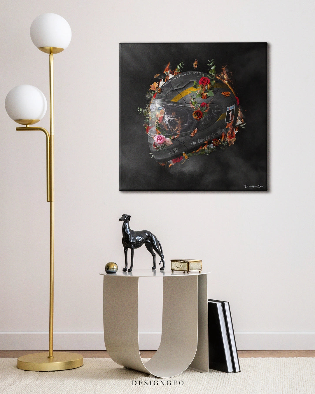 Racing Helmet Art Square Canvas Print by DesignGeo