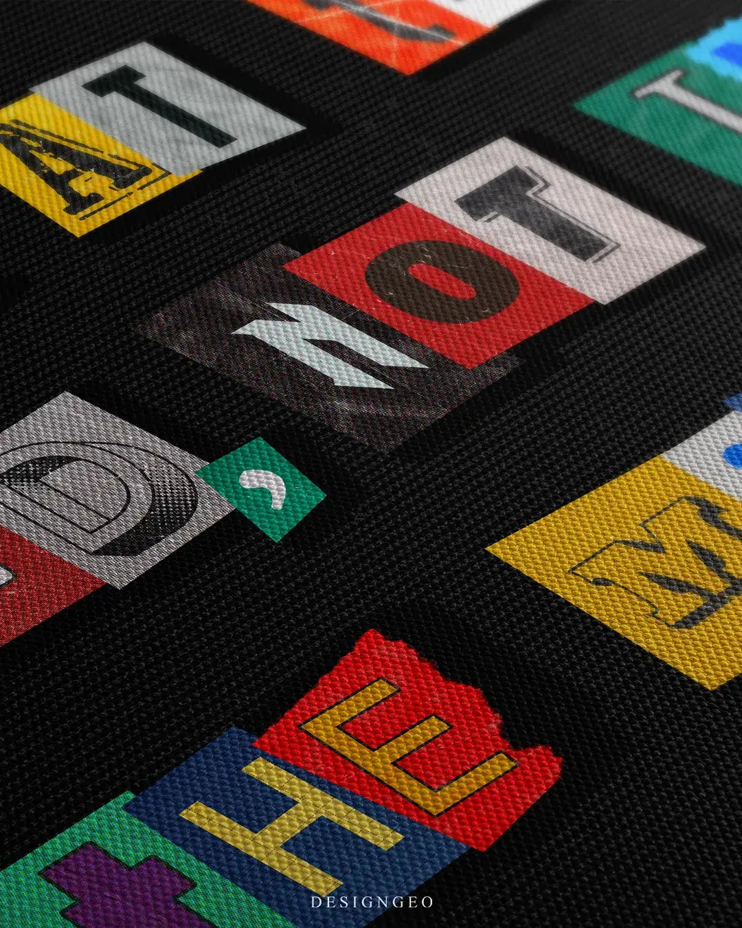 Close-up of canvas wall art edge showing stretched canvas fabric