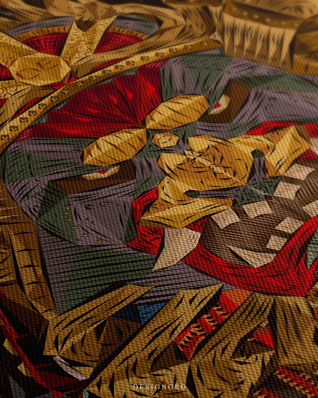 Close-up of canvas wall art edge showing stretched canvas fabric