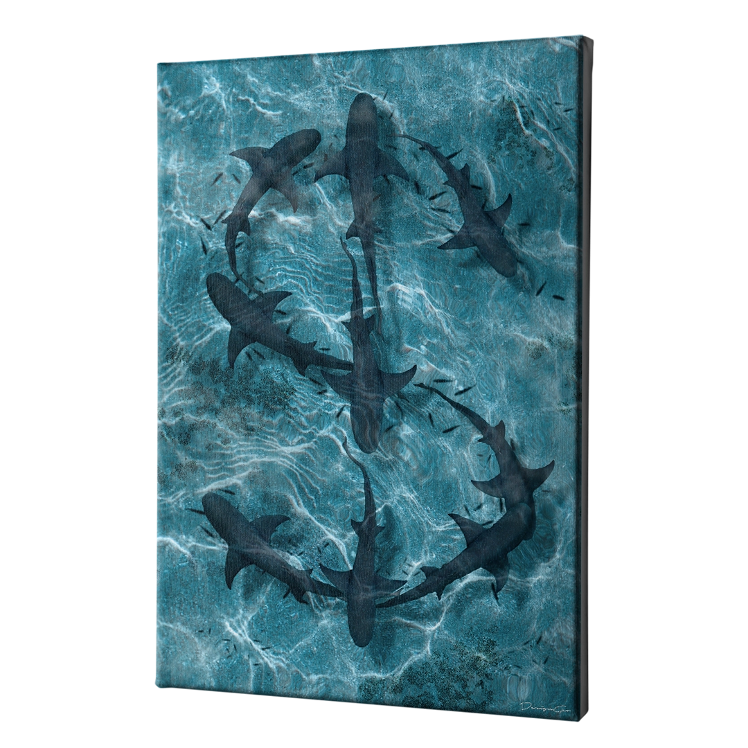 Shark Tank Art Rectangular Canvas Print by DesignGeo