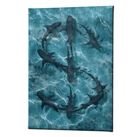 Shark Tank Art Rectangular Canvas Print by DesignGeo