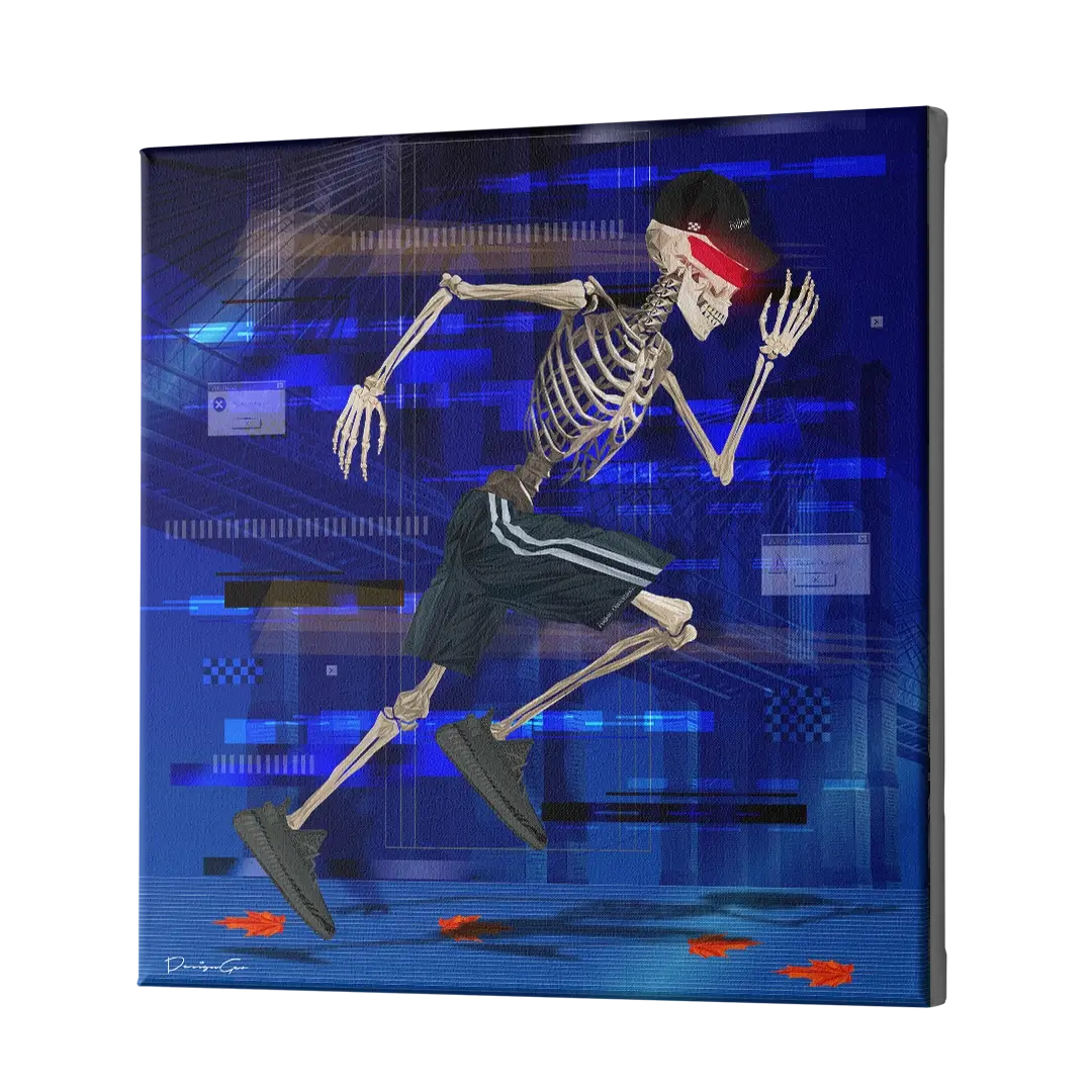 Skeleton Running Canvas Wall Art