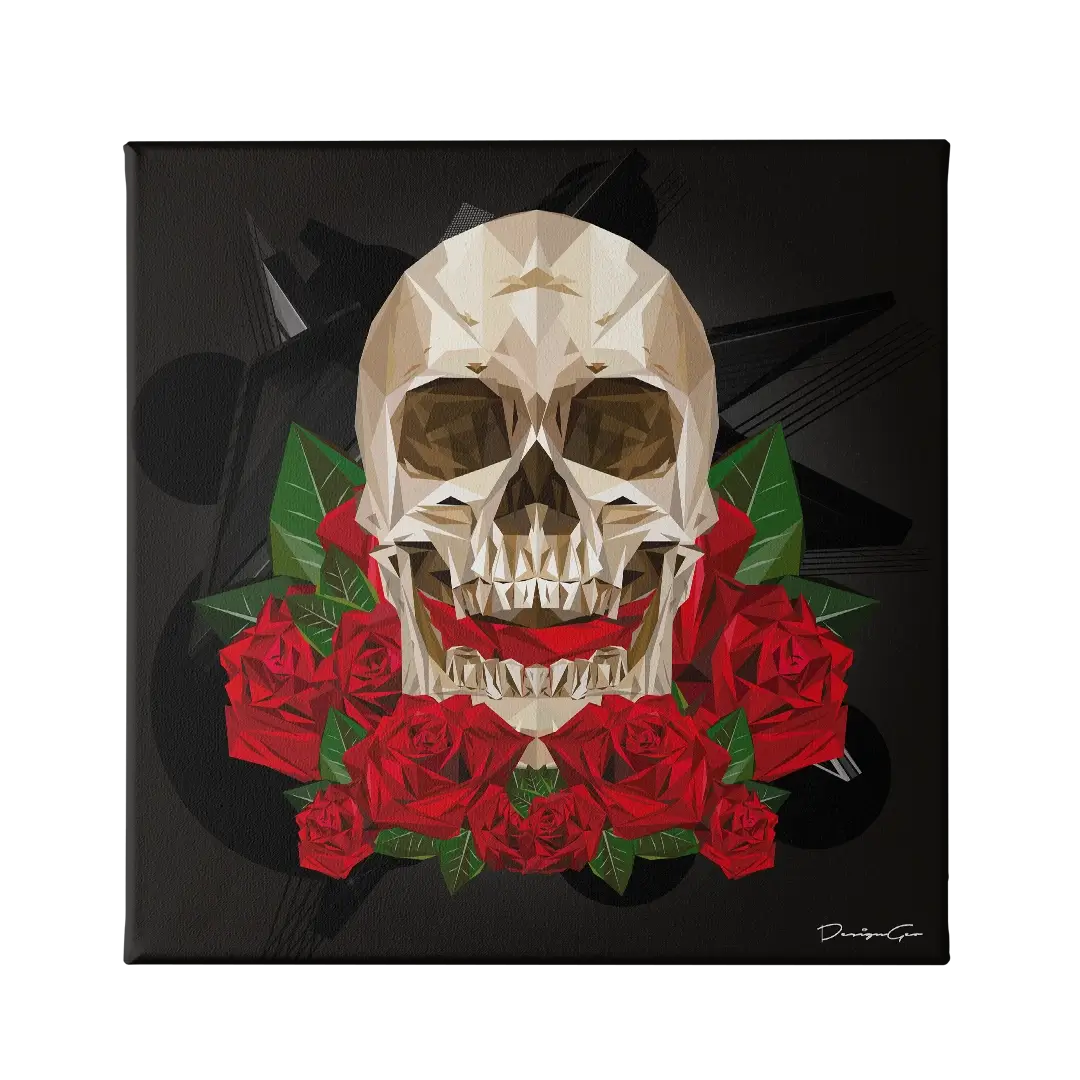 Skull And Roses Canvas Wall Art