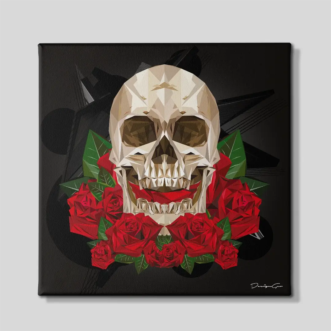 Skull And Roses Canvas Wall Art