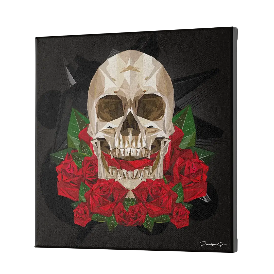 Skull And Roses Canvas Wall Art