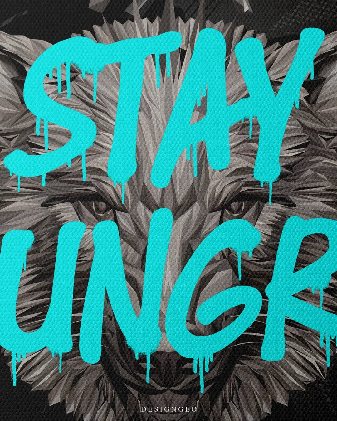Artistic canvas illustration of the "Stay Hungry" mantra, symbolizing continuous self-improvement, hunger for success, and the relentless drive of business leaders