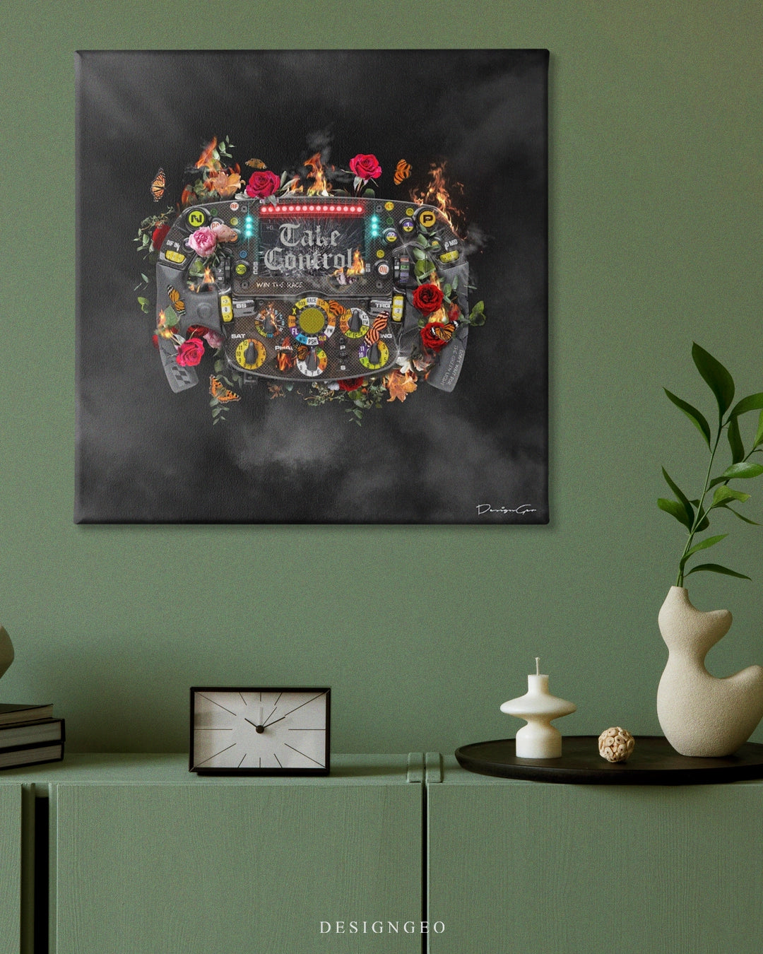 Steering Wheel Canvas Art Square Canvas Print by DesignGeo
