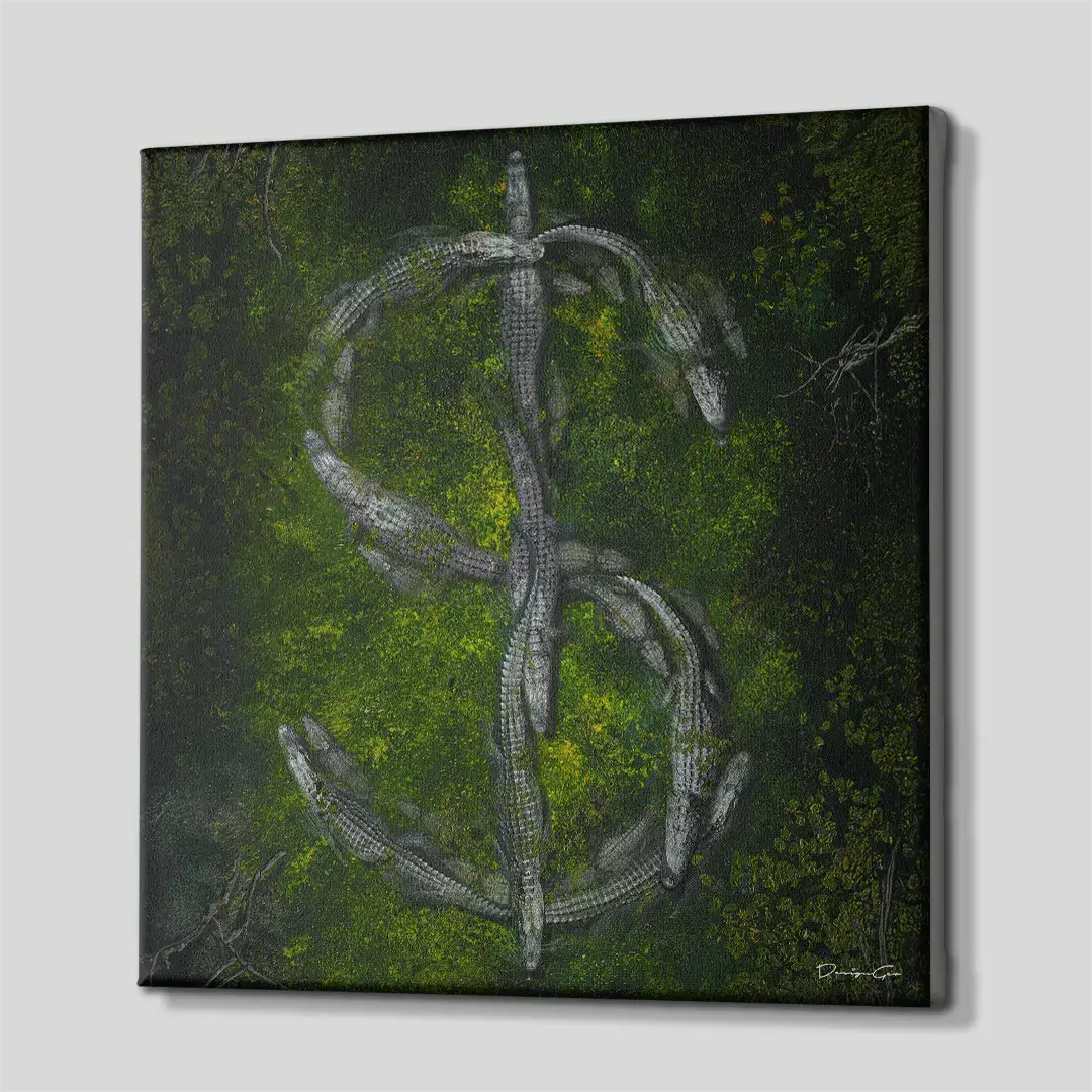 Swimming With Crocodiles Canvas Wall Art