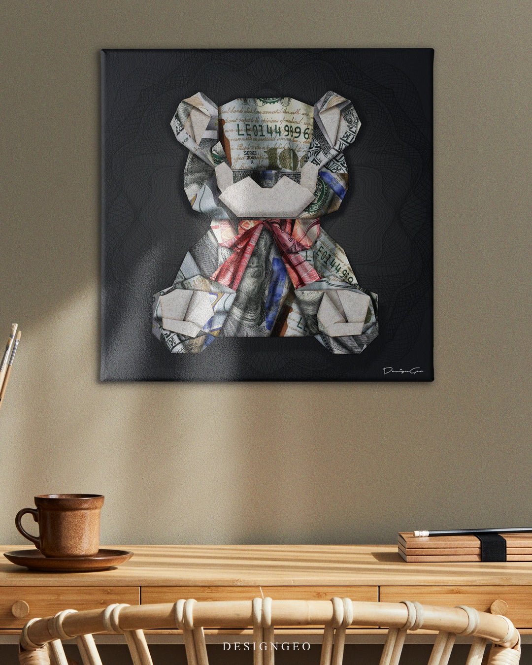 Dollar Teddy Bear Art Square Canvas Print by DesignGeo