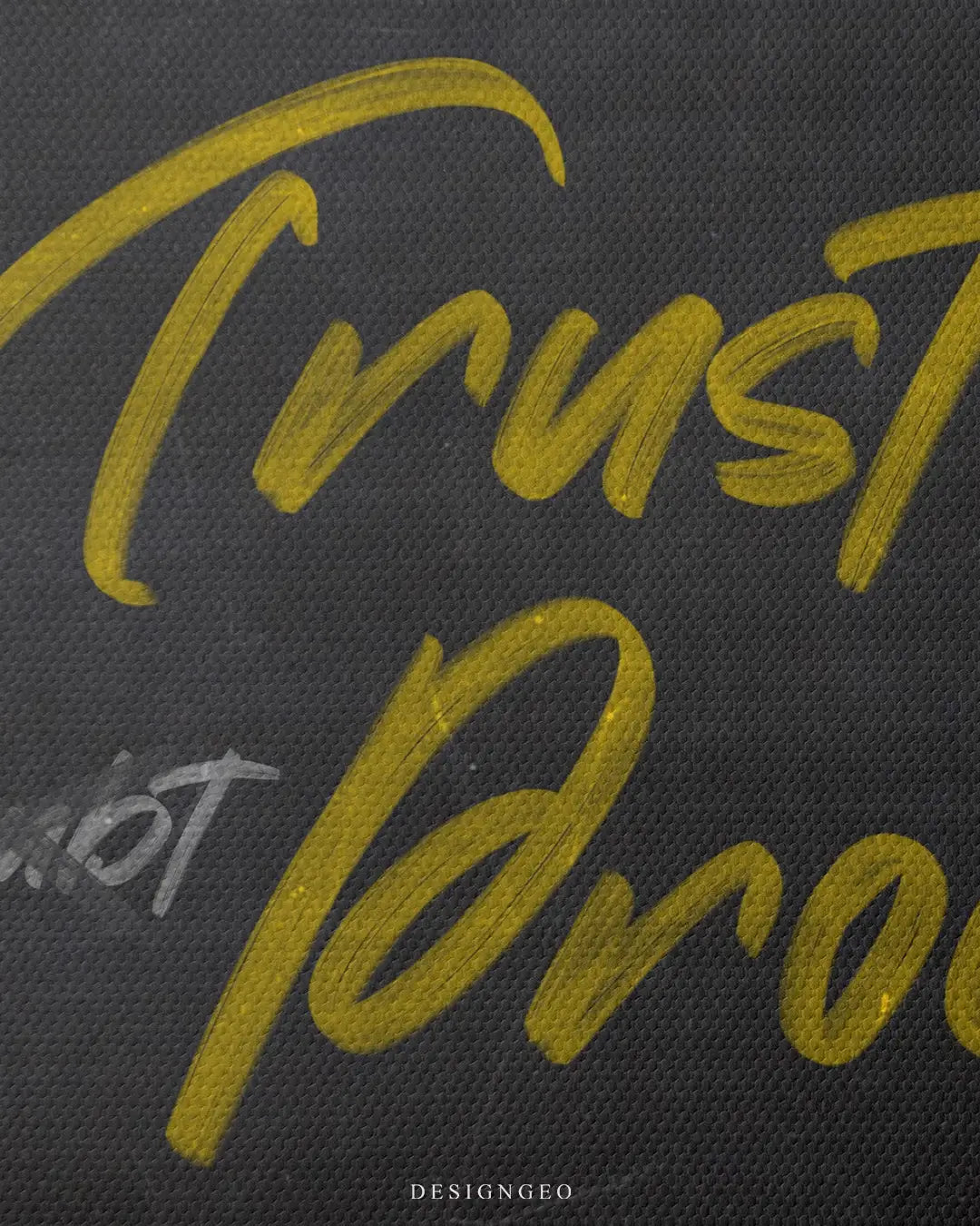 Artistic canvas illustration of the Trust The Process mantra, symbolizing patience, planning, and long-term business growth in a clean chalkboard style