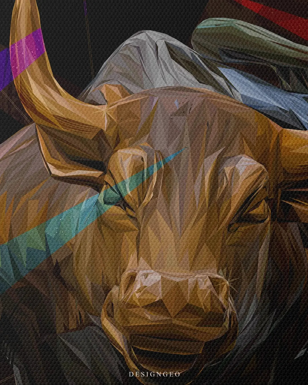 Powerful illustration of a golden charging bull on canvas, symbolizing a bullish market and financial strength against a solid black backdrop
