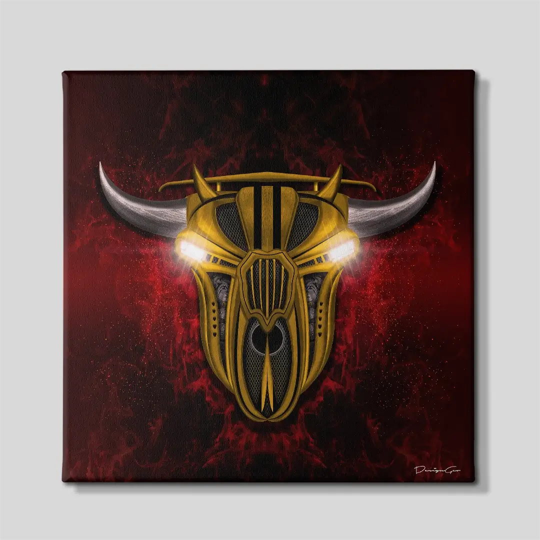 Yellow Bull Engine Canvas Wall Art