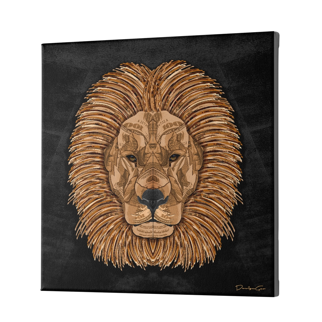 Money Lion Art Square Canvas Print by DesignGeo