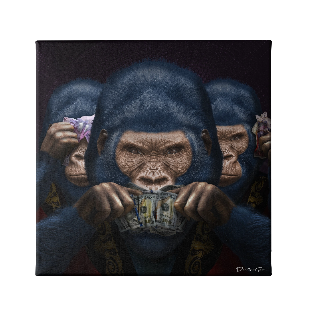 3 Wise Apes Canvas Wall Art