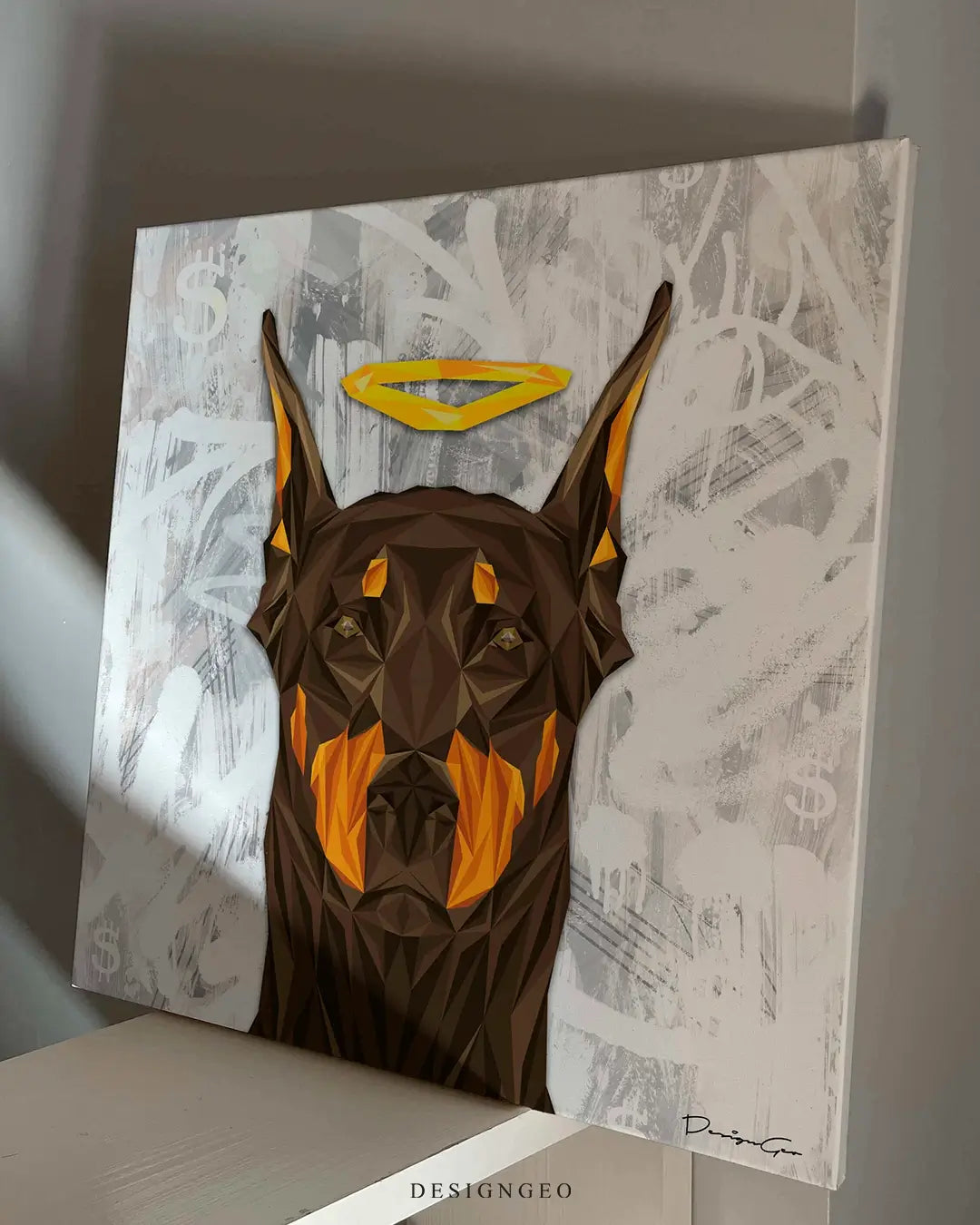 Angel Doberman Canvas Wall Art