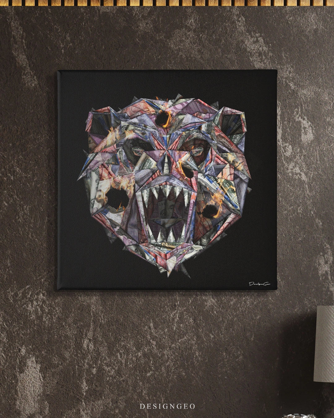 Bearish fiat limited edition square canvas print created by designgeo