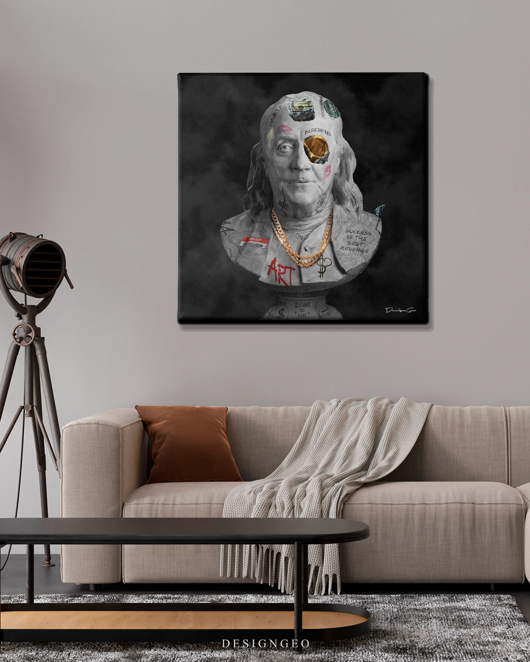 Benjamins Art Square Canvas Print by DesignGeo