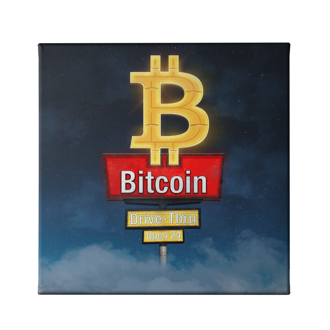 Bitcoin Sign Art Square Canvas Print by DesignGeo