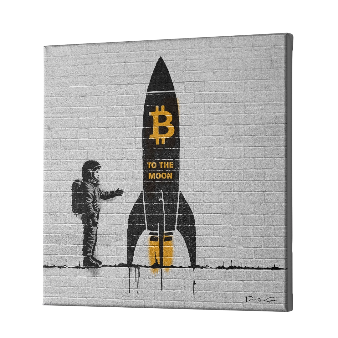 Bitcoin To The Moon Canvas Wall Art