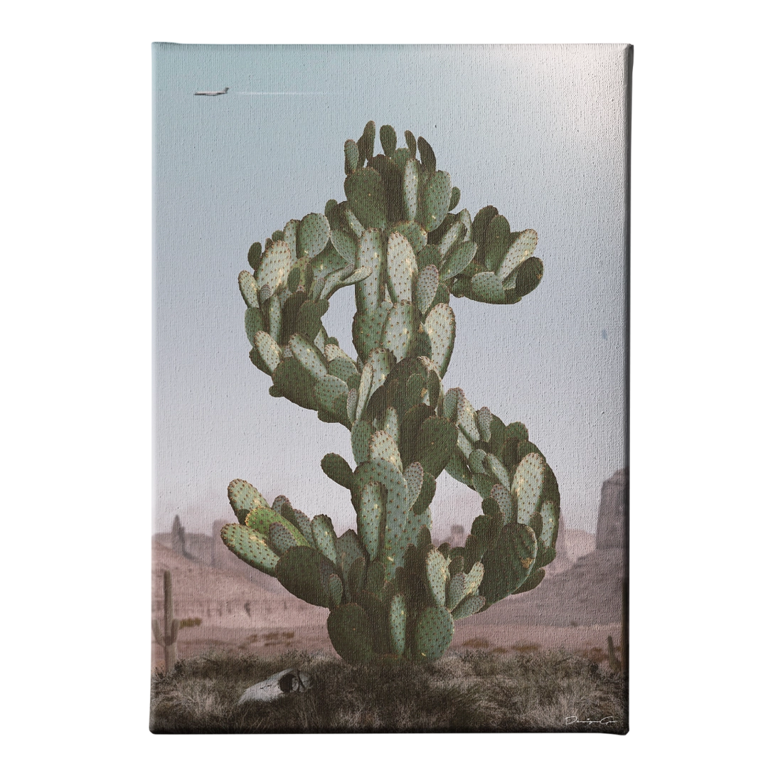Cactus Money Art Rectangular Canvas Print by DesignGeo