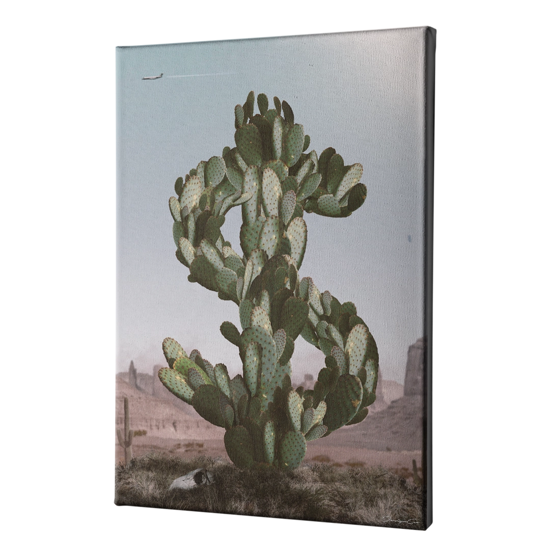 Cactus Money Art Rectangular Canvas Print by DesignGeo