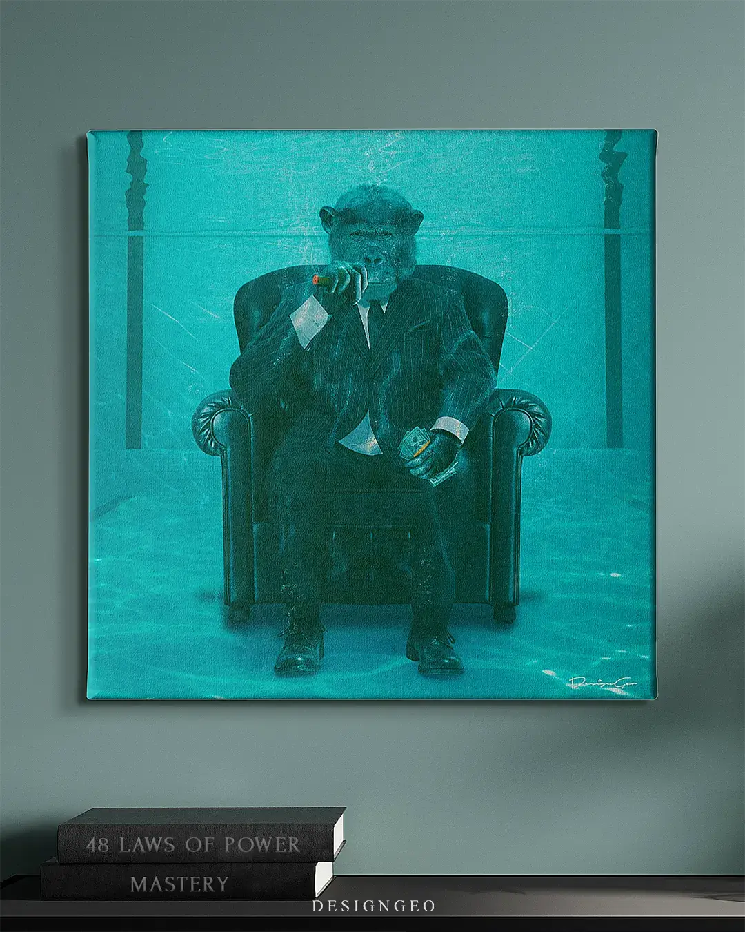 Canvas wall art displayed on wall in contemporary living space