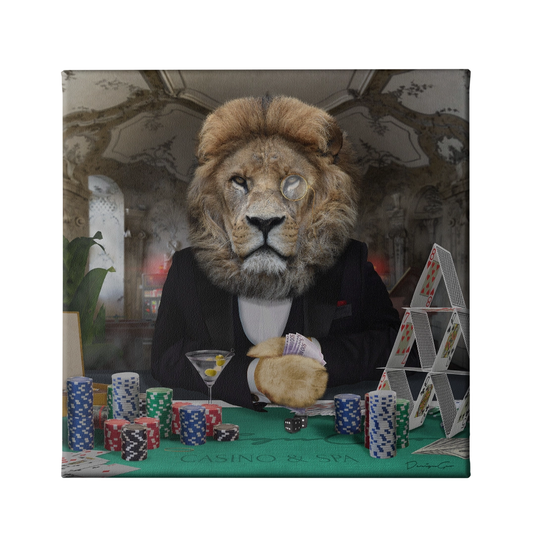 Casino Royale Lion Art Square Canvas Print by DesignGeo