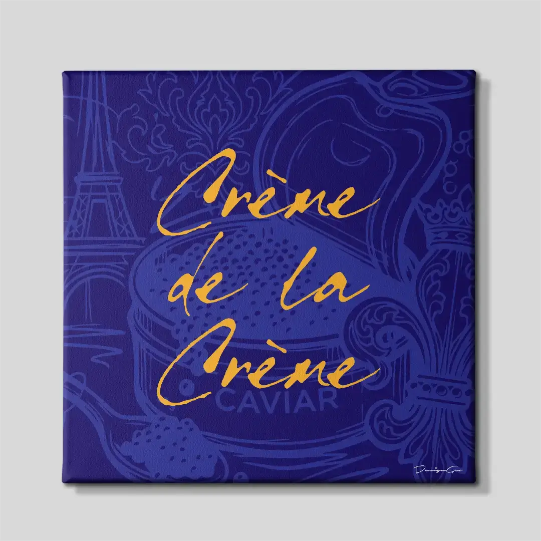 Front view of the "Crème de la Crème" luxury square canvas wall art, a premium decorative piece for high-end dining rooms, executive lounges, or master bedrooms