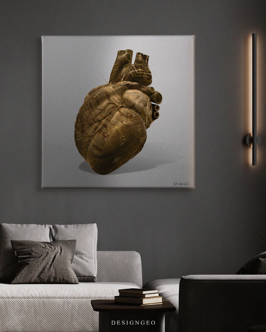 Crypto Heart Art Square Canvas Print by DesignGeo