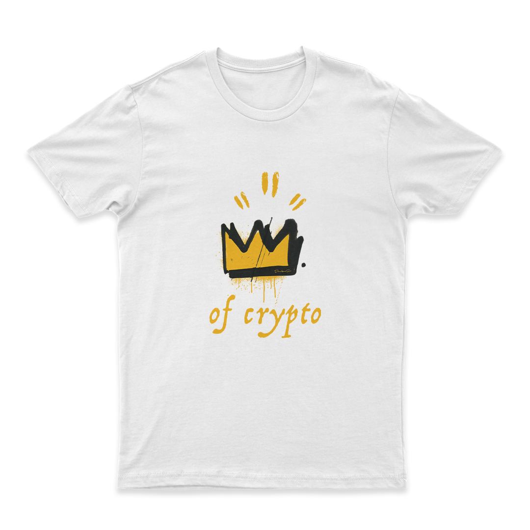 Unique white graphic tee crypto king