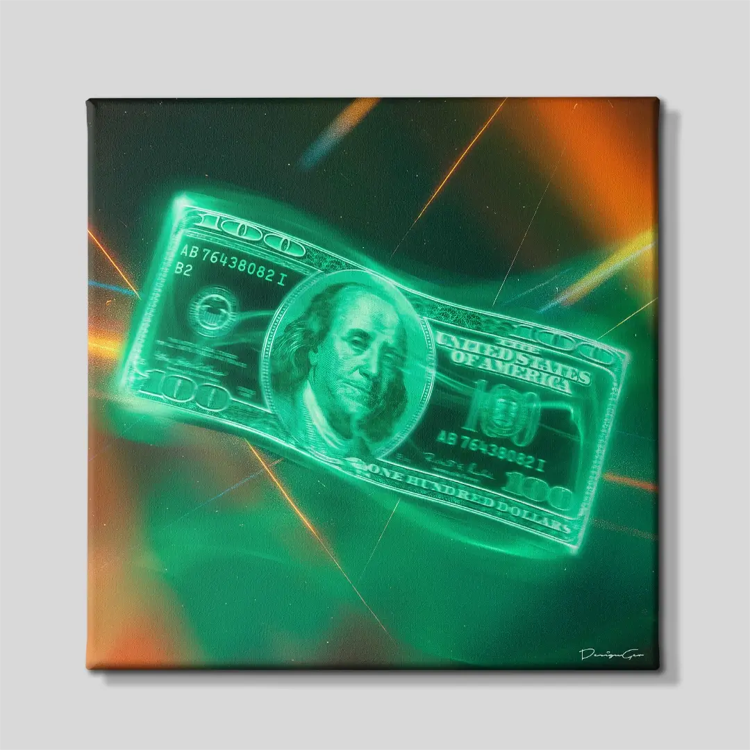 Dollar Bill in Motion Canvas Wall Art