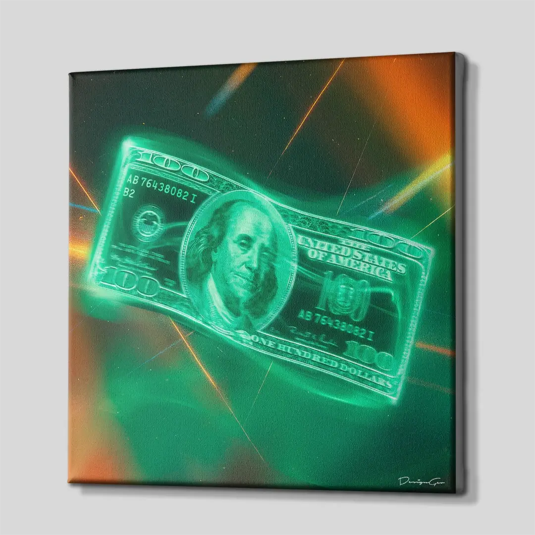 Dollar Bill in Motion Canvas Wall Art
