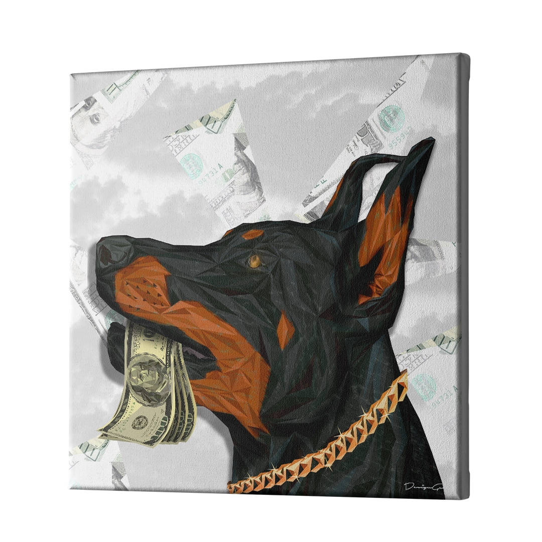 Dollar Doberman Canvas Wall Art
