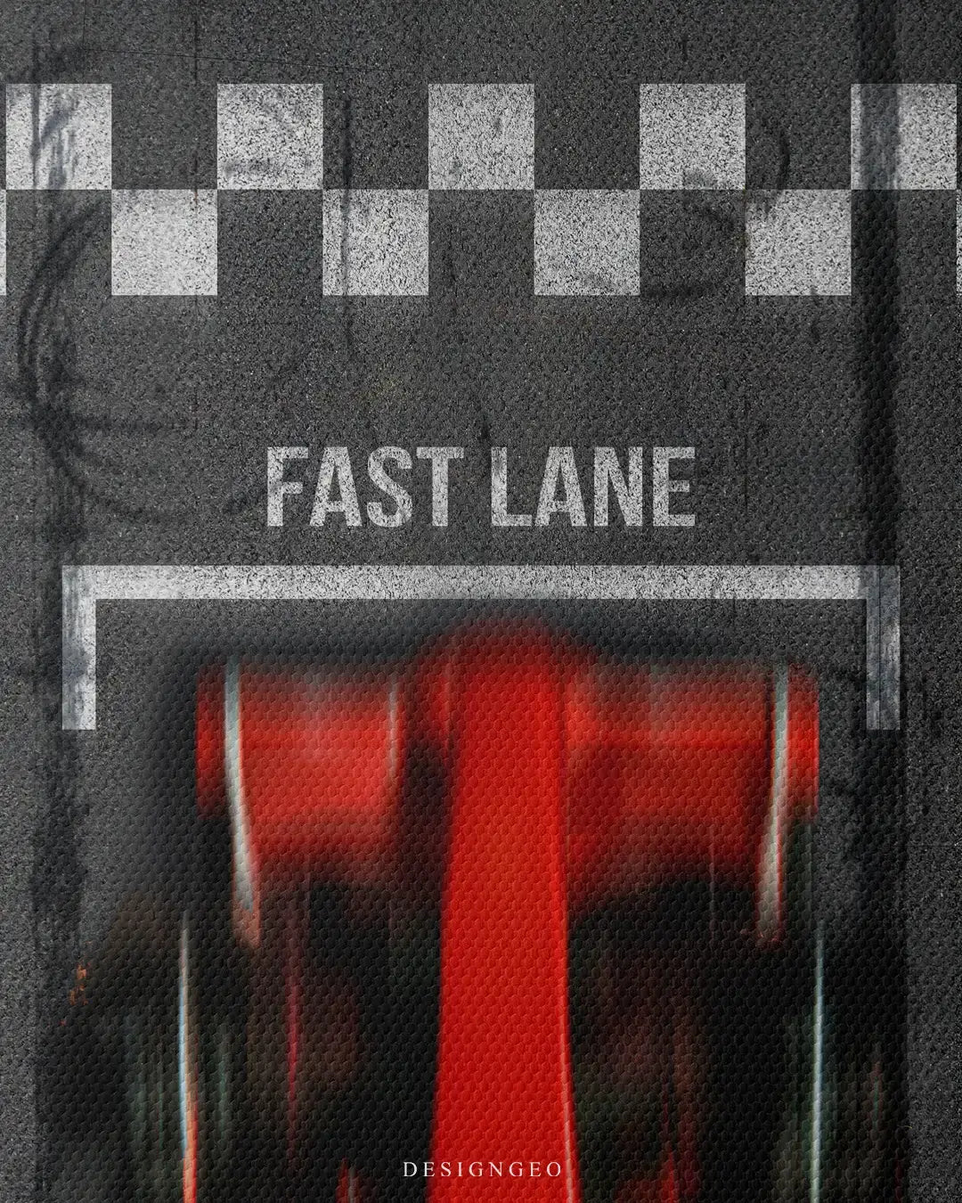 Detailed view of the "Fast Lane" art, showcasing the blurred effect of speed and the sophisticated palette of the contemporary canvas